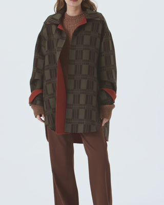 Retori Double Check Jacquard Reversible Outerwear Clay And Military Green - Ready To Wear - Luxury Coats & Jackets for Women
