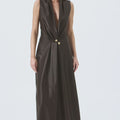Retori Leather Vest Dress Chocolate - Ready To Wear - Luxury Dresses for Women