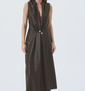 Retori Leather Vest Dress Chocolate - Ready To Wear - Luxury Dresses for Women