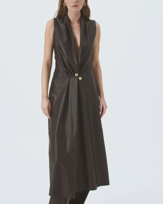Retori Leather Vest Dress Chocolate - Ready To Wear - Luxury Dresses for Women
